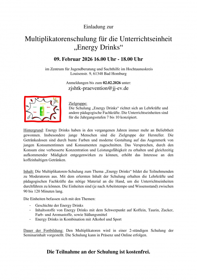 07. Januar 2026 Zentrum für Jugendberatung und Suchthilfe für den Hochtaunuskreis